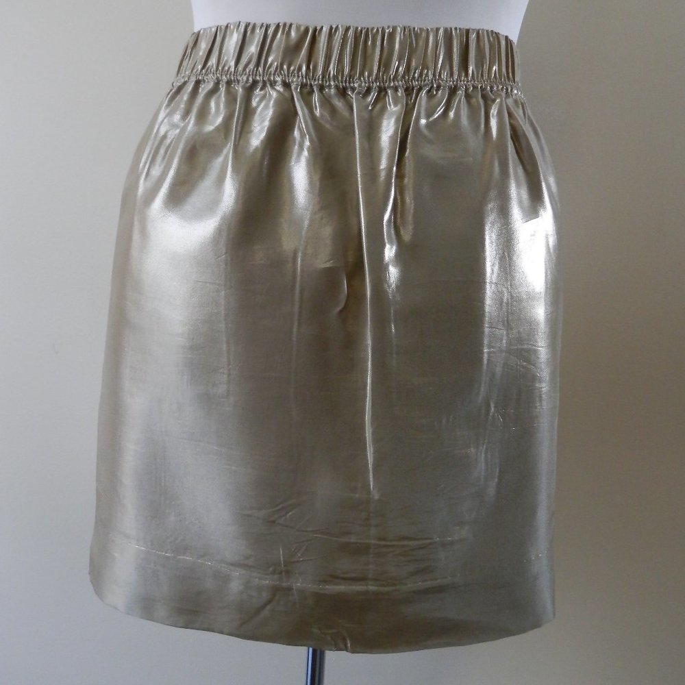 J. Crew Metallic Gold Silk Mini Skirt - Picture 2 of 5